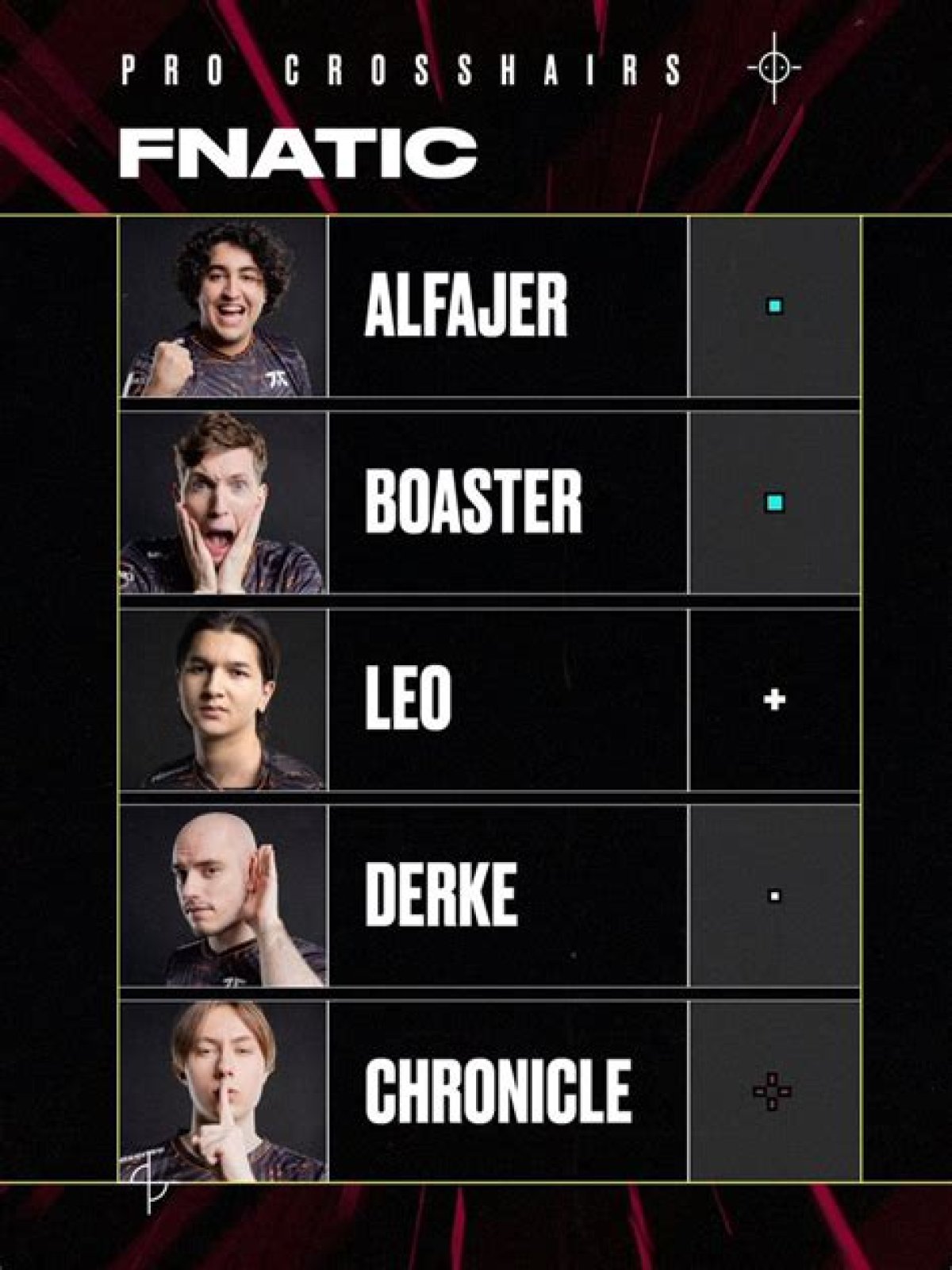 All pro player crosshair codes in VALORANT